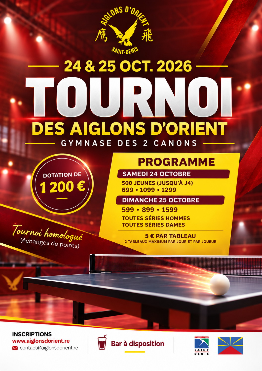 Affiche du Tournoi des Aiglons d’Orient des 24 et 25 octobre 2026